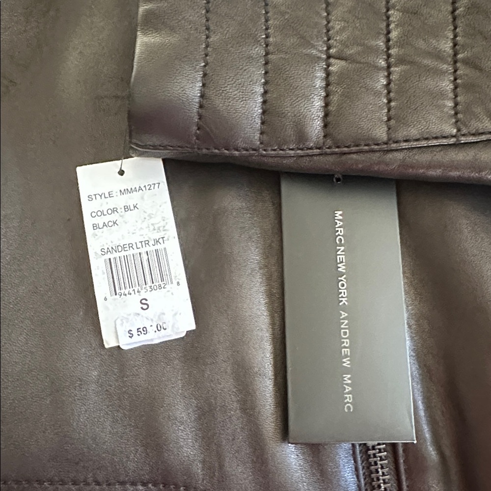Andrew Marc New York Black Leather Sander Bomber Jacket Small New w Tags - Picture 3 of 7